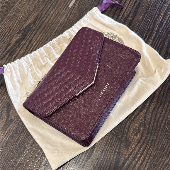 NWT Ted Baker Shakib Purple Quilted Envelope Crossbody Bag with Chain Strap - Picture 3 of 5